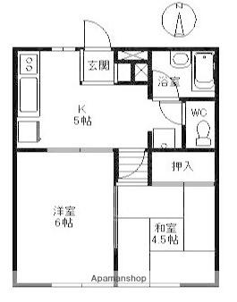 コーポマルマA棟(2K/1階)の間取り写真