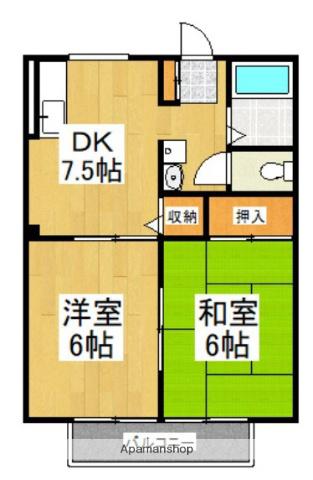 ヴィレッジⅡ(2DK/2階)の間取り写真