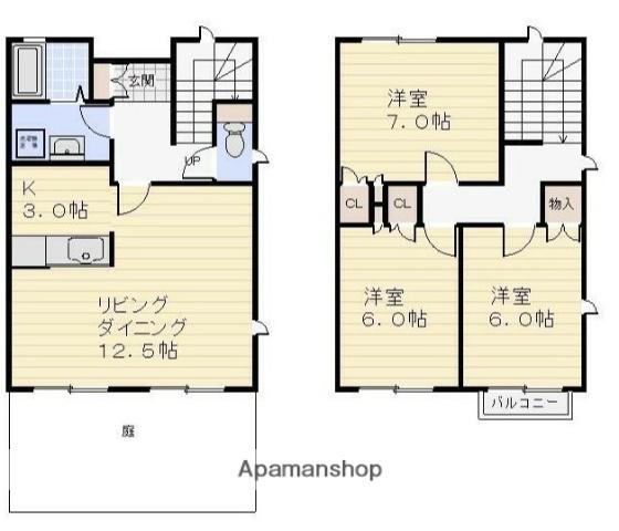 テラスパークビューなか(3LDK)の間取り写真