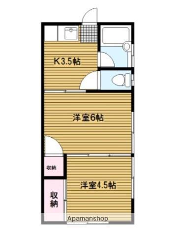 クロノス鶴見A(2K/1階)の間取り写真