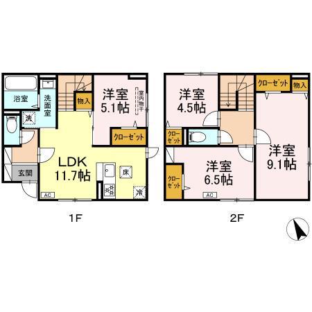 ジェルベーラ(4LDK/1階)の間取り写真