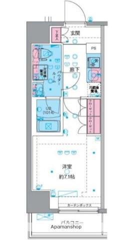 GENOVIA平塚(1K/8階)の間取り写真