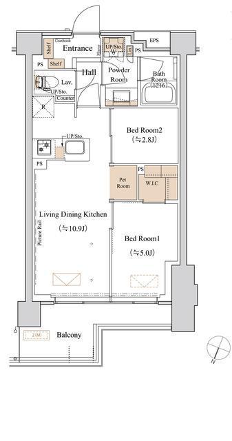 ブランシエスタ西馬込(2LDK/4階)の間取り写真