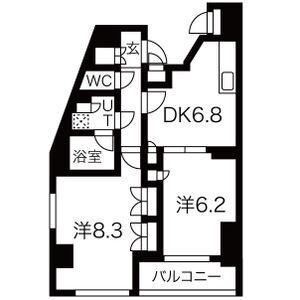 クレイシア戸越公園(2DK/5階)の間取り写真