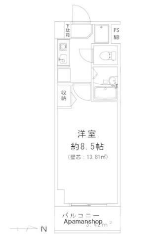 マモール北久里浜(1K/4階)の間取り写真