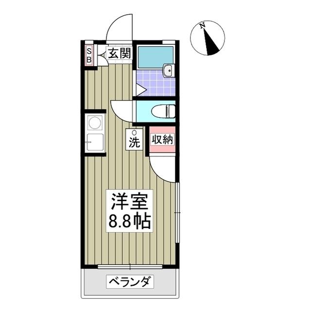 エンデヴァ2(ワンルーム/1階)の間取り写真