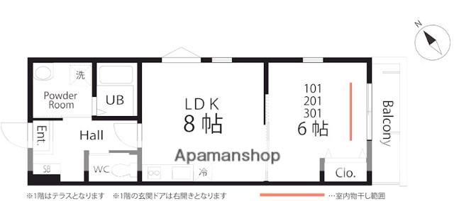 ハーミットクラブハウストゥギャザーKCK妙蓮寺(1LDK/3階)の間取り写真