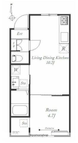KUKKA綱島(1LDK/1階)の間取り写真