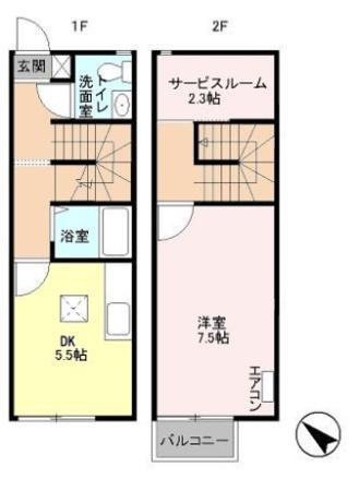 リヴィエール　Ｂ(1DK)の間取り写真