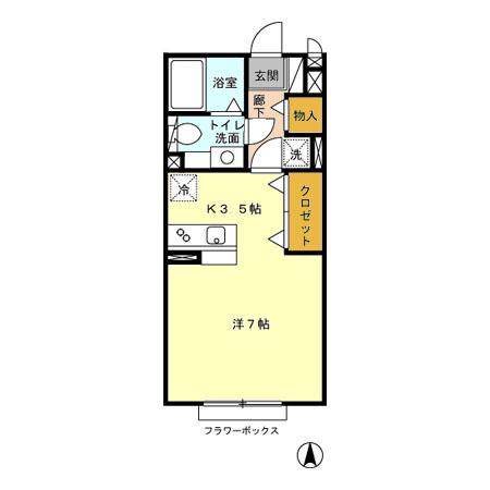 ジュネスドミール(ワンルーム/2階)の間取り写真