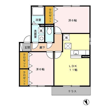 サンモール町田(2LDK/1階)の間取り写真