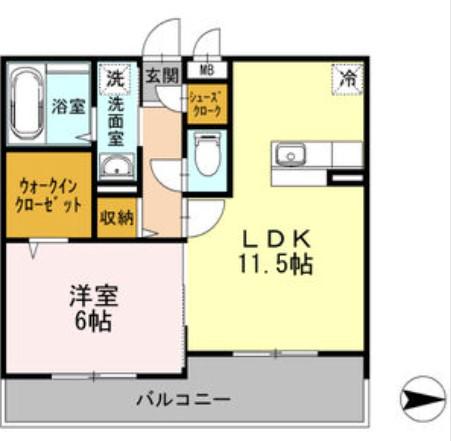 トロアモリール(1LDK/3階)の間取り写真