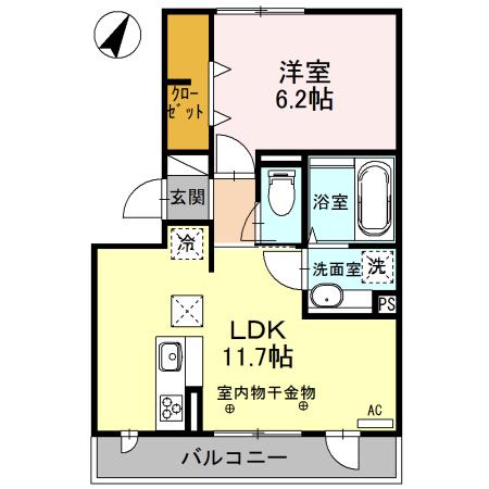 オリーブ(1LDK/1階)の間取り写真
