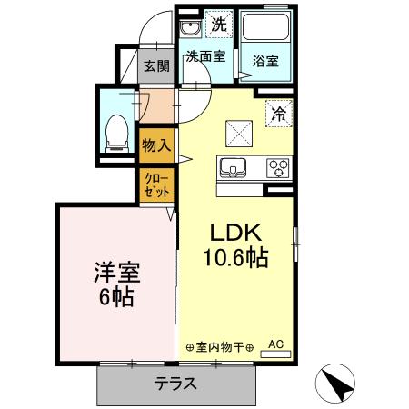 ヴァンベール湘南3(1LDK/1階)の間取り写真