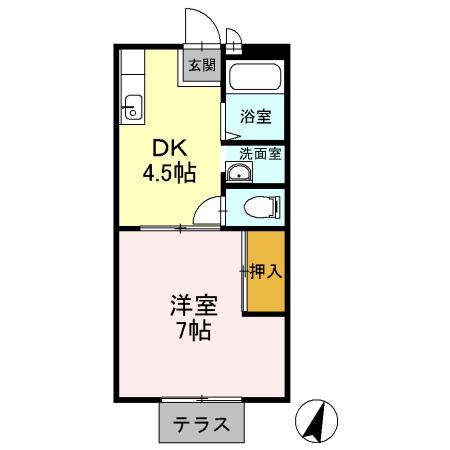 ハイツゆう(1DK/1階)の間取り写真