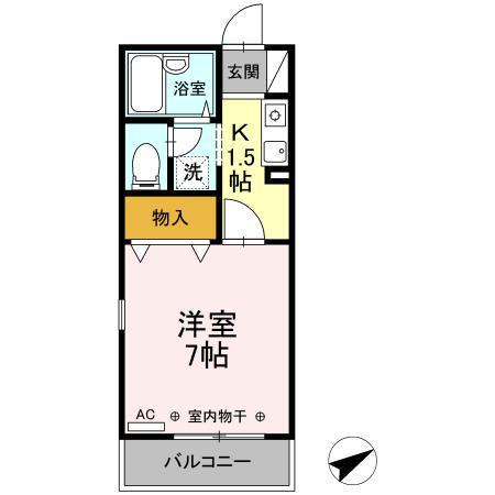 サンパティオA(1K/2階)の間取り写真