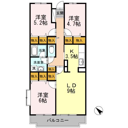 ハイドランジア(3LDK/5階)の間取り写真