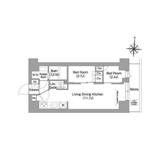 コンフォリア・リヴ南品川(2LDK/8階)の間取り写真