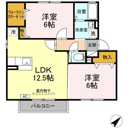 オーキッドハウス(2LDK/2階)の間取り写真