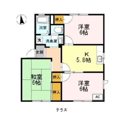 フレグランス・S B棟(3K/2階)の間取り写真