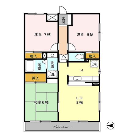 プロスペリテ新蒲田(3LDK/2階)の間取り写真