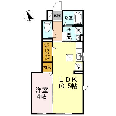 Dフォート(1LDK/1階)の間取り写真