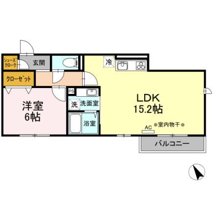 相模鉄道本線 鶴ケ峰駅 徒歩16分 2階建 築7年(1LDK/2階)の間取り写真