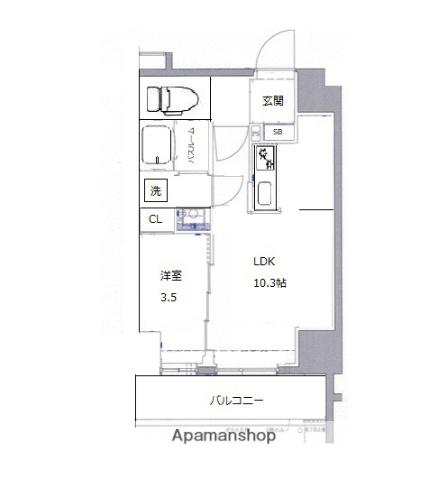 ブリシア横濱石川町(1LDK/6階)の間取り写真
