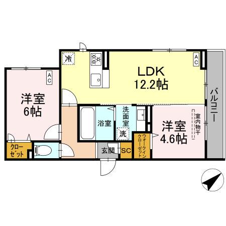 BLANC CUBE(2LDK/2階)の間取り写真