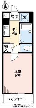 PLENDY稲田堤01(1K/2階)の間取り写真
