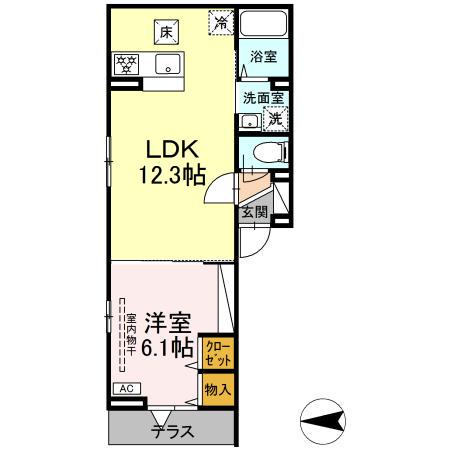 D BLESS横濱鶴見(1LDK/1階)の間取り写真