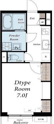 リブリ・井土ヶ谷(1K/2階)の間取り写真