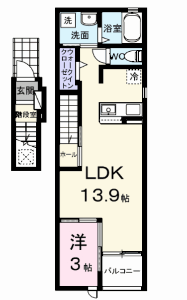 フォレストハイム(1LDK/2階)の間取り写真