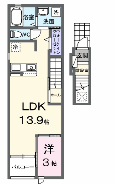 フォレストハイム(1LDK/2階)の間取り写真
