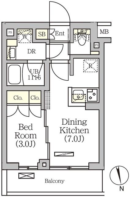 ARKMARK南品川(1DK/5階)の間取り写真