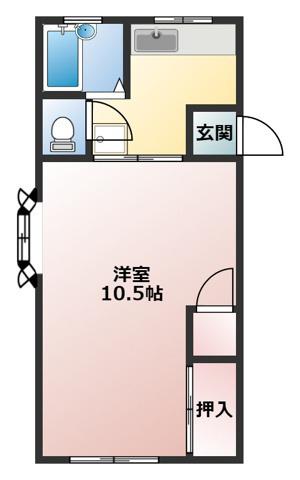 KTハイツ東逗子(1K/1階)の間取り写真