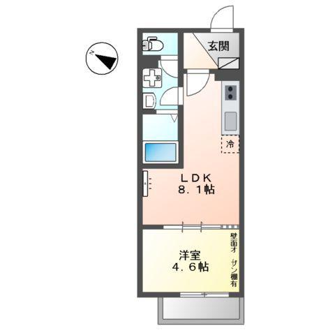 グラン ジャルダン(1LDK/1階)の間取り写真