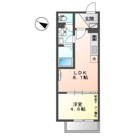 グラン ジャルダン(1LDK/3階)の間取り写真