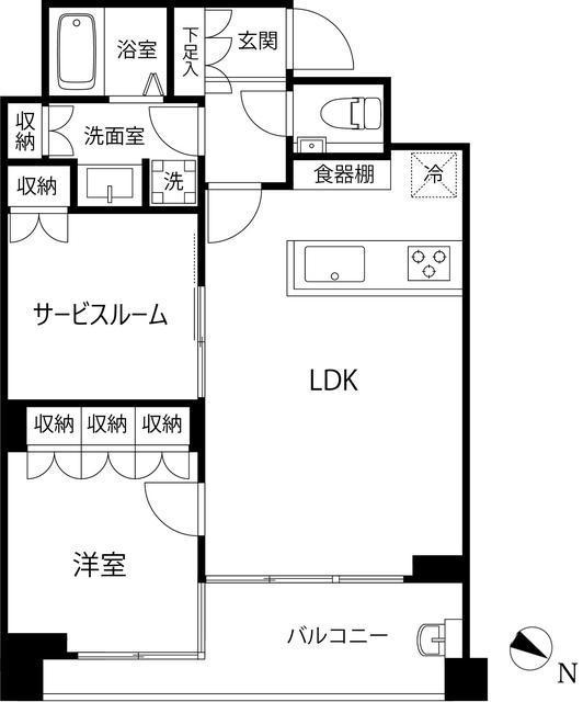 フィールド川和(1SDK/1階)の間取り写真