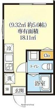 グリーンリヴィアS(ワンルーム/1階)の間取り写真