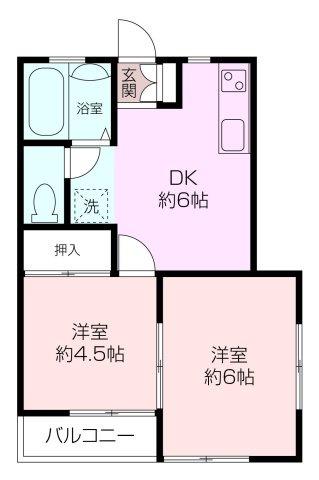 藤美ハイツ(2DK/2階)の間取り写真