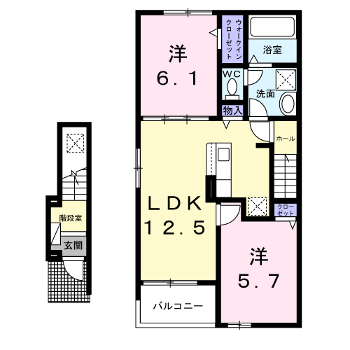 ガーデンコート(2LDK/2階)の間取り写真
