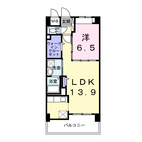 グリーンフィールドH(1LDK/1階)の間取り写真
