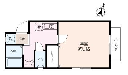 パークサイドはまゆう(1K/1階)の間取り写真