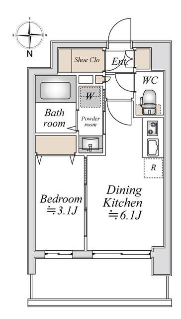 エスティメゾン川崎ウエスト(1DK/6階)の間取り写真