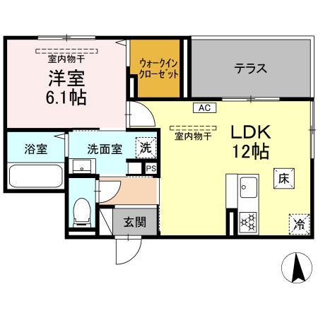 ブルー・コーラル(1LDK/1階)の間取り写真