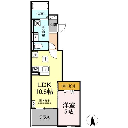 ブルー・コーラル(1LDK/1階)の間取り写真