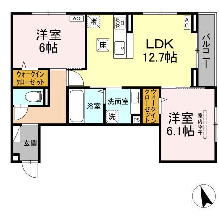 フォルテーヌ・イイクラI(2LDK/1階)の間取り写真