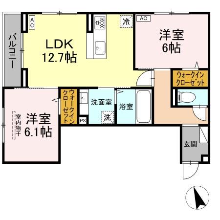 フォルテーヌ・イイクラI(2LDK/2階)の間取り写真