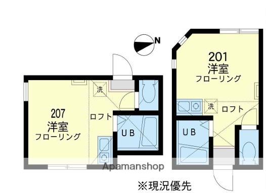 ユナイト根岸フランチェスコの杜(ワンルーム/2階)の間取り写真